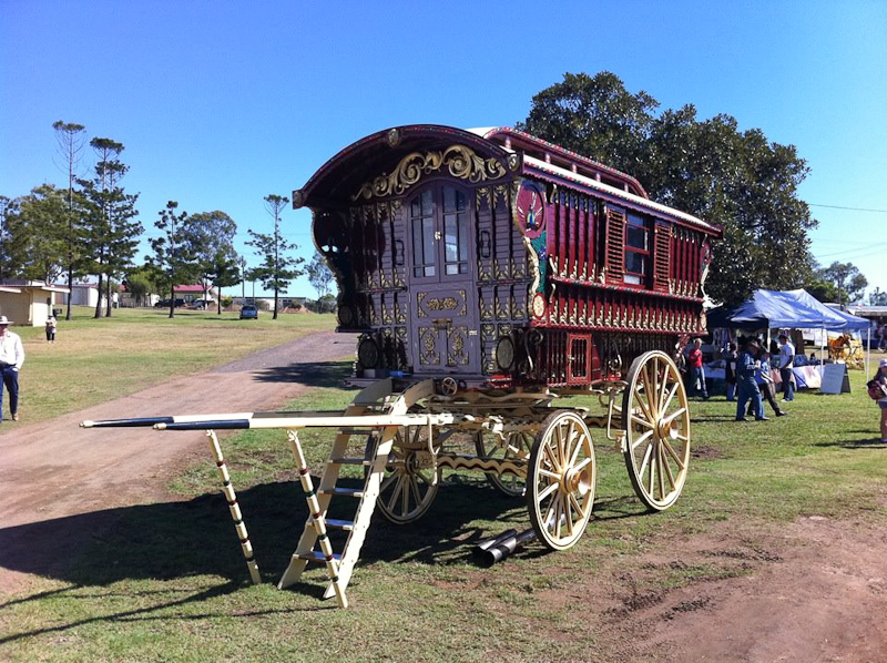 Bruce Weier carved details on Gypsy Ledge Wagon